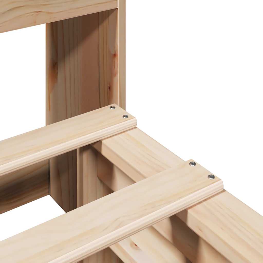 Stylish 140x200 cm Solid Wood Bookcase Bed Frame - No Mattress