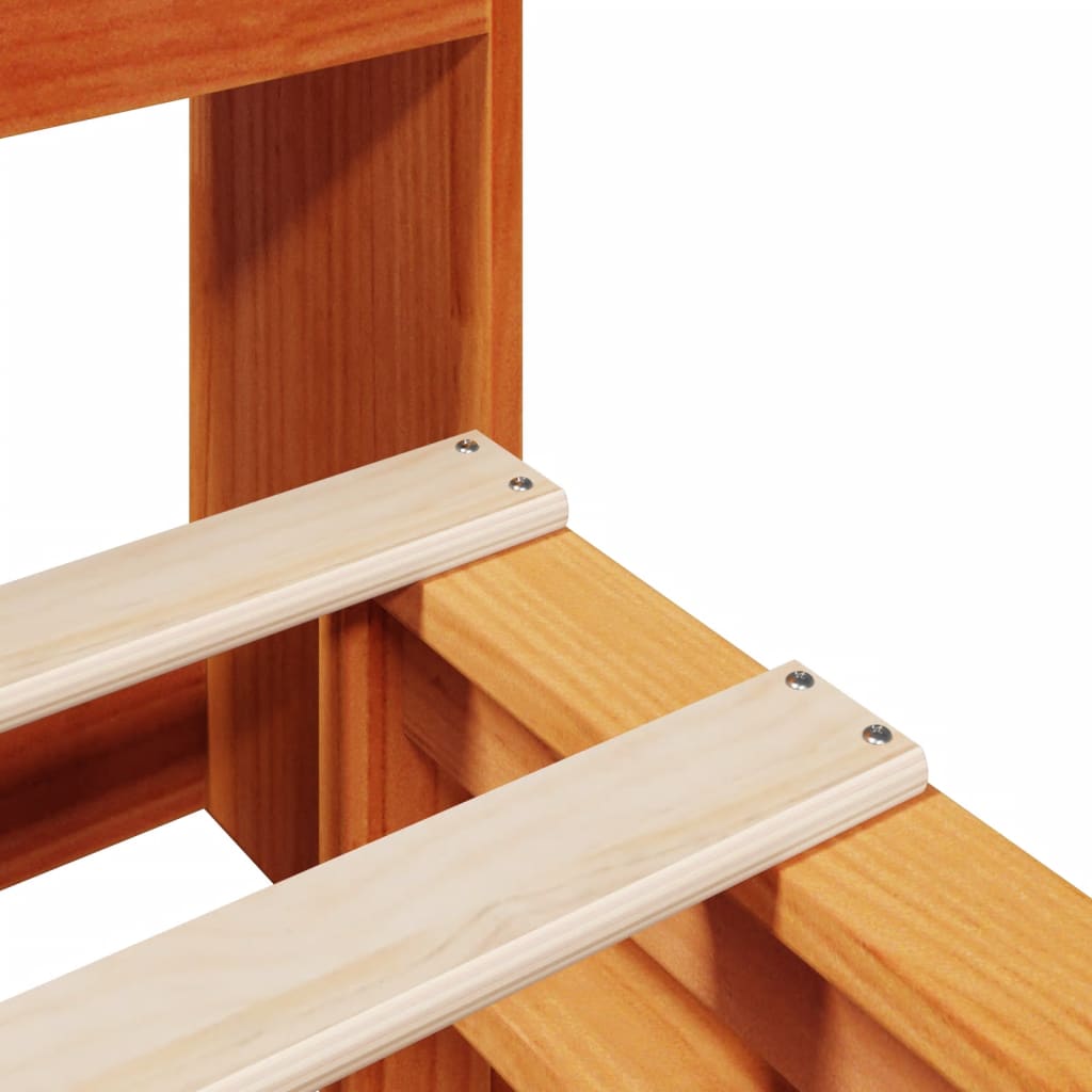 Wax Brown Solid Wood Bookcase Bed Frame, King Size 150x200 cm