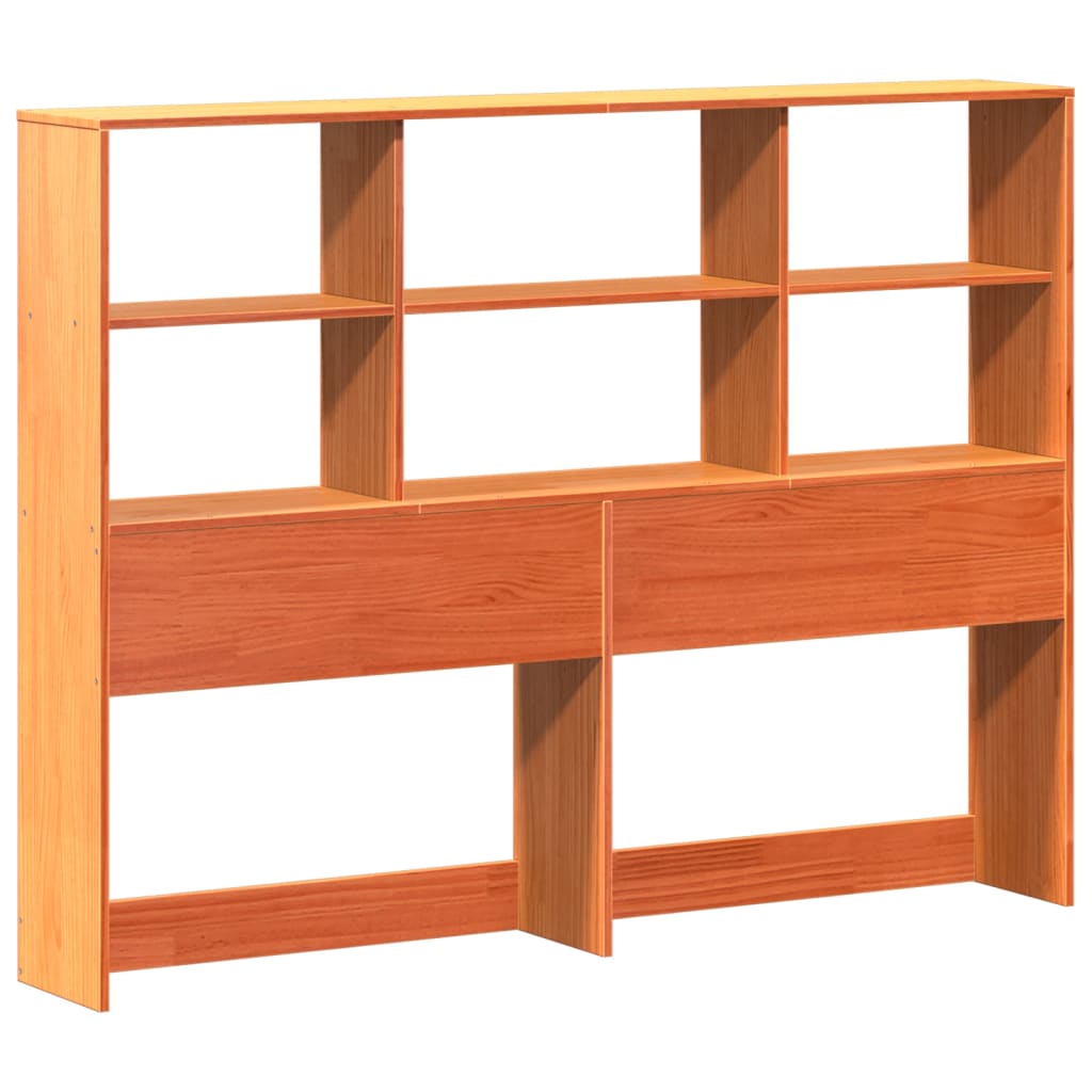 Solid Wood Bookcase Bed, Wax Brown, 160x200 cm, No Mattress