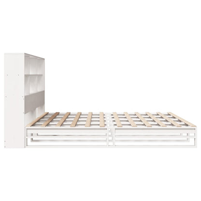 Solid Wood Super King Bookcase Bed - White, 180x200 cm (Frame Only)