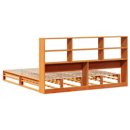 Solid Wood Bookcase Bed - Wax Brown, Super King 180x200cm