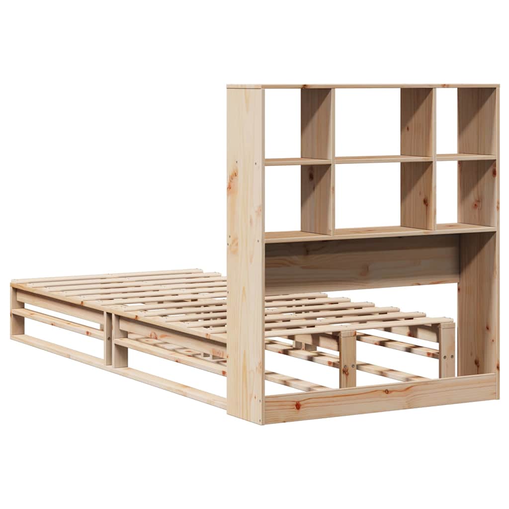 Solid Wood Bookcase Bed Frame 90x190 cm - Single, No Mattress