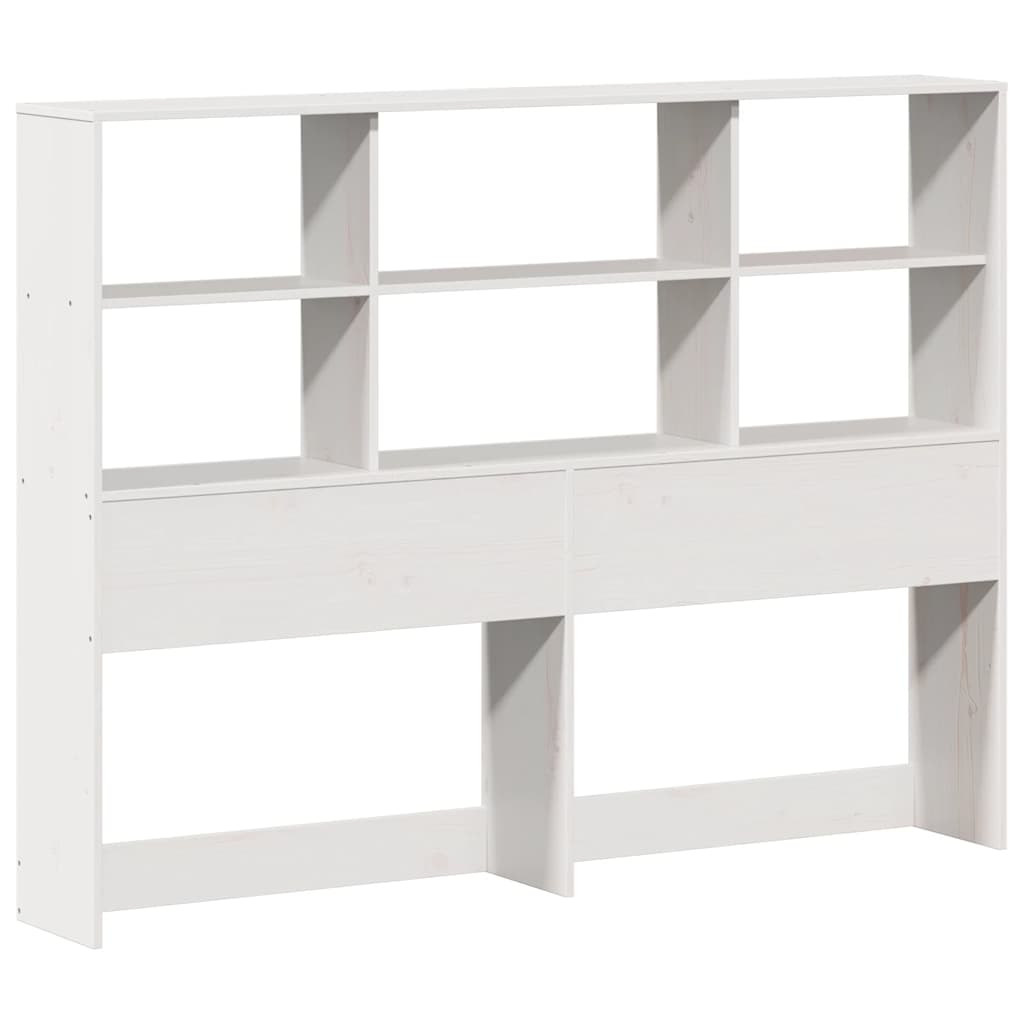 Solid Wood White Bookcase Bed 140x190cm - Mattress Not Included