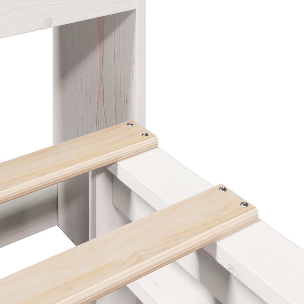 Solid Wood White Bookcase Bed 140x190cm - Mattress Not Included