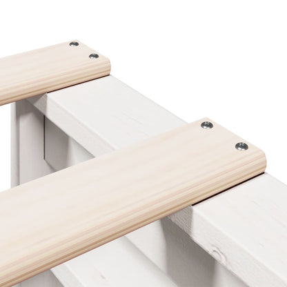 Solid Wood Pine White Bookcase Bed Frame, King Size 150x200 cm