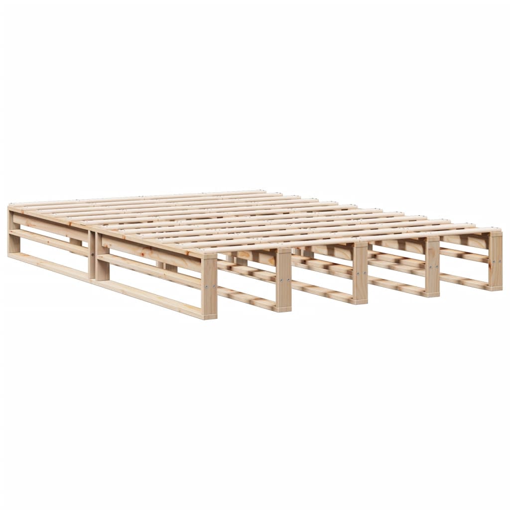 Solid Pine Wood Bookcase Bed Frame, No Mattress, 160x200 cm