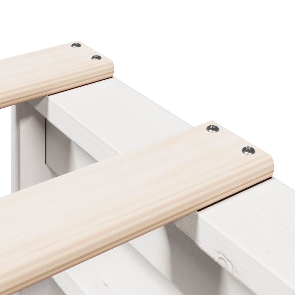 White Solid Pine Bookcase Bed 160x200cm - Mattress Not Included