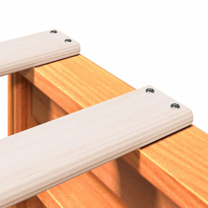 Solid Pine Wax Brown Bookcase Bed Frame 200x200 cm (Mattress Not Included)