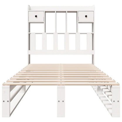 Solid Pine White Bookcase Bed 75x190 cm - Small Single