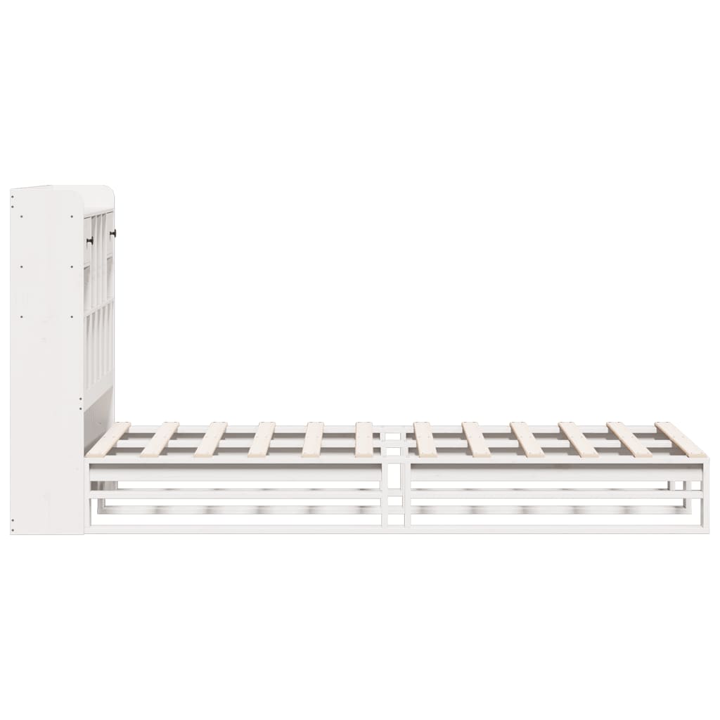 Solid Pine White Bookcase Bed 75x190 cm - Small Single