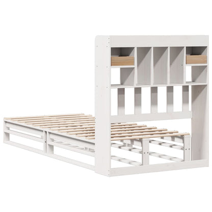 Solid Pine White Bookcase Bed 75x190 cm - Small Single