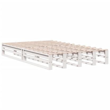 Solid Wood White Double Bookcase Bed Frame - 135x190 cm