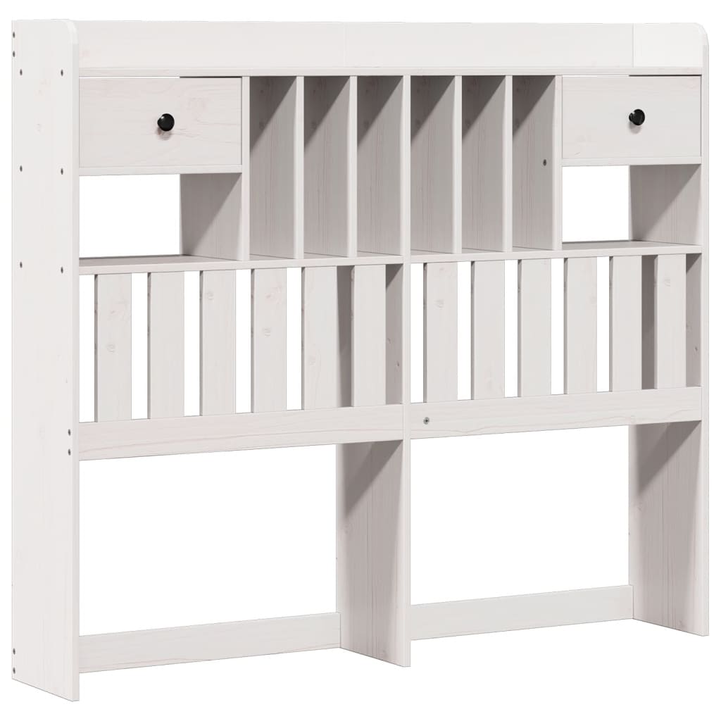 Solid Wood White Double Bookcase Bed Frame - 135x190 cm