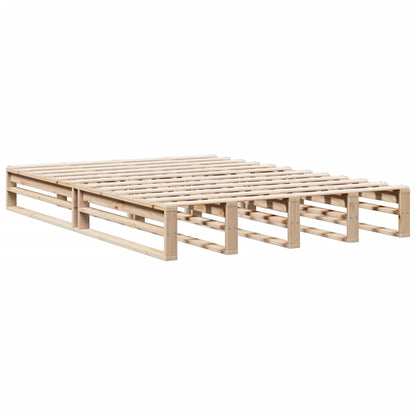 Solid Pine Bookcase Bed Frame 140x190 cm - No Mattress Included