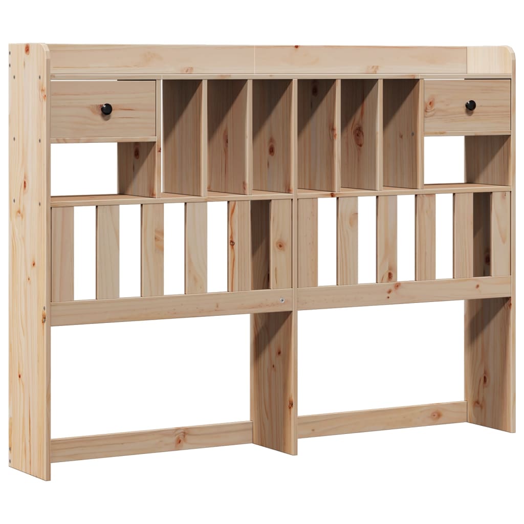 Solid Pine Bookcase Bed Frame 140x190 cm - No Mattress Included