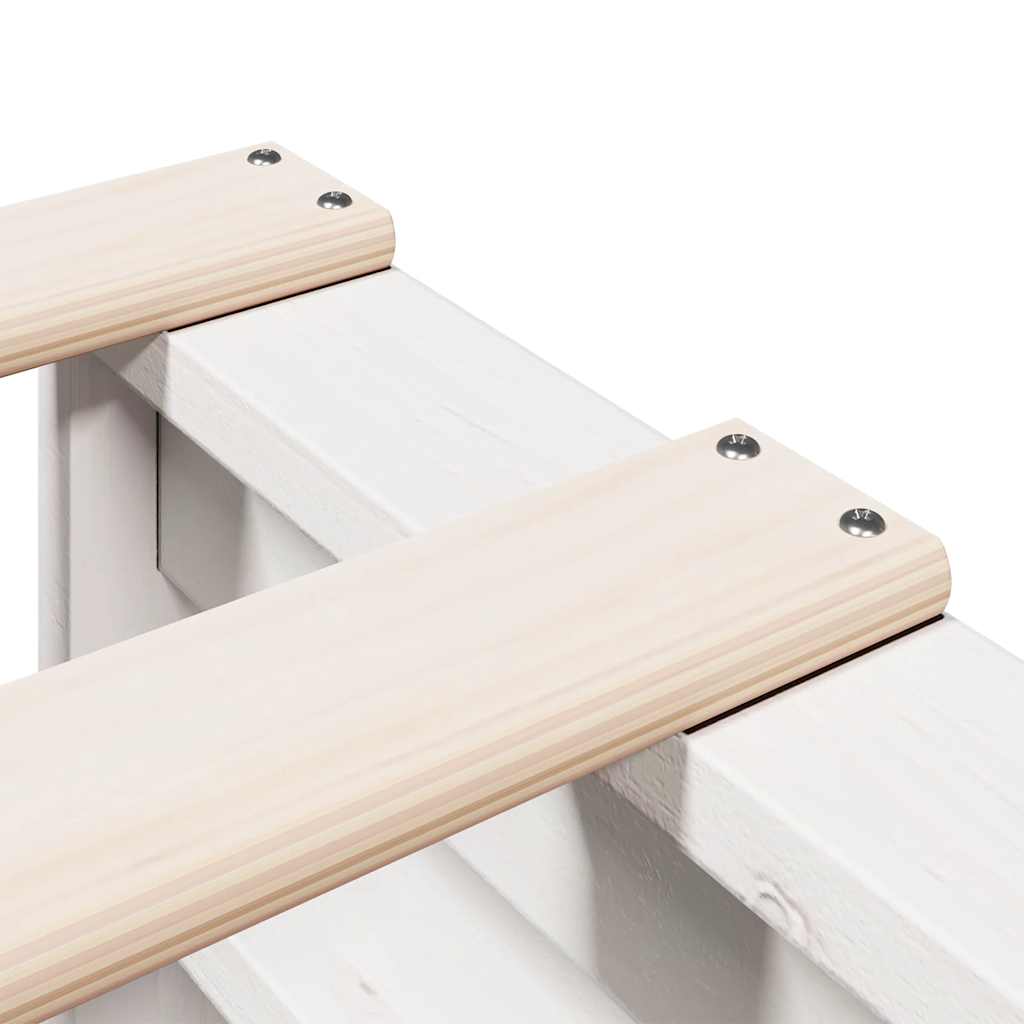 White Solid Pine Bookcase Bed Frame 140x190 cm (No Mattress)