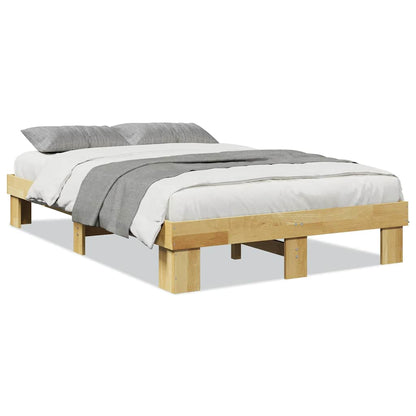 Compact Oak Solid Wood Bed Frame 120x190 cm - No Mattress Included