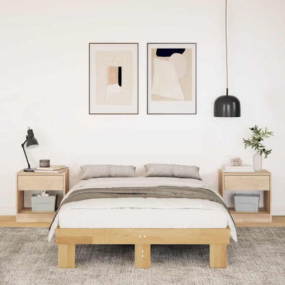 Compact Oak Solid Wood Bed Frame 120x190 cm - No Mattress Included
