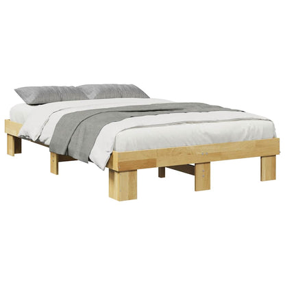 Compact Oak Solid Wood Bed Frame 120x190 cm - No Mattress Included
