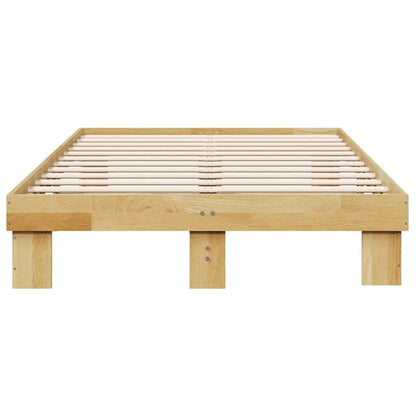 Compact Oak Solid Wood Bed Frame 120x190 cm - No Mattress Included