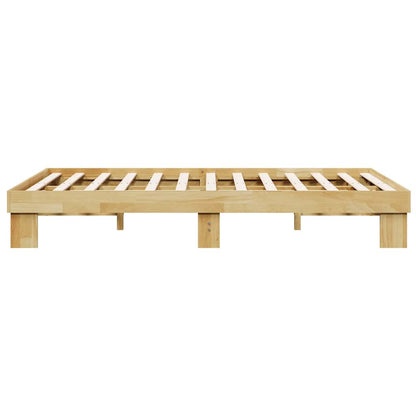 Compact Oak Solid Wood Bed Frame 120x190 cm - No Mattress Included