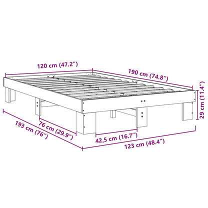 Compact Oak Solid Wood Bed Frame 120x190 cm - No Mattress Included