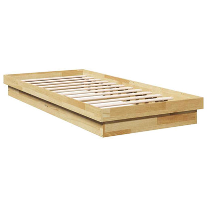 Solid Oak Wood Bed Frame 75x190 cm - No Mattress Included