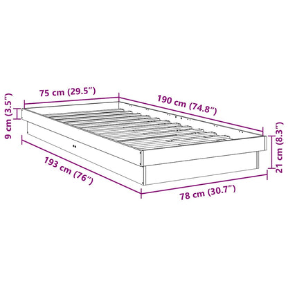 Solid Oak Wood Bed Frame 75x190 cm - No Mattress Included