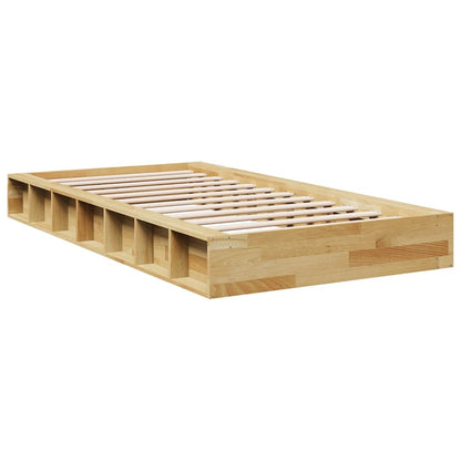 Solid Oak Bed Frame 90x200 cm - No Mattress, Natural Wood Finish