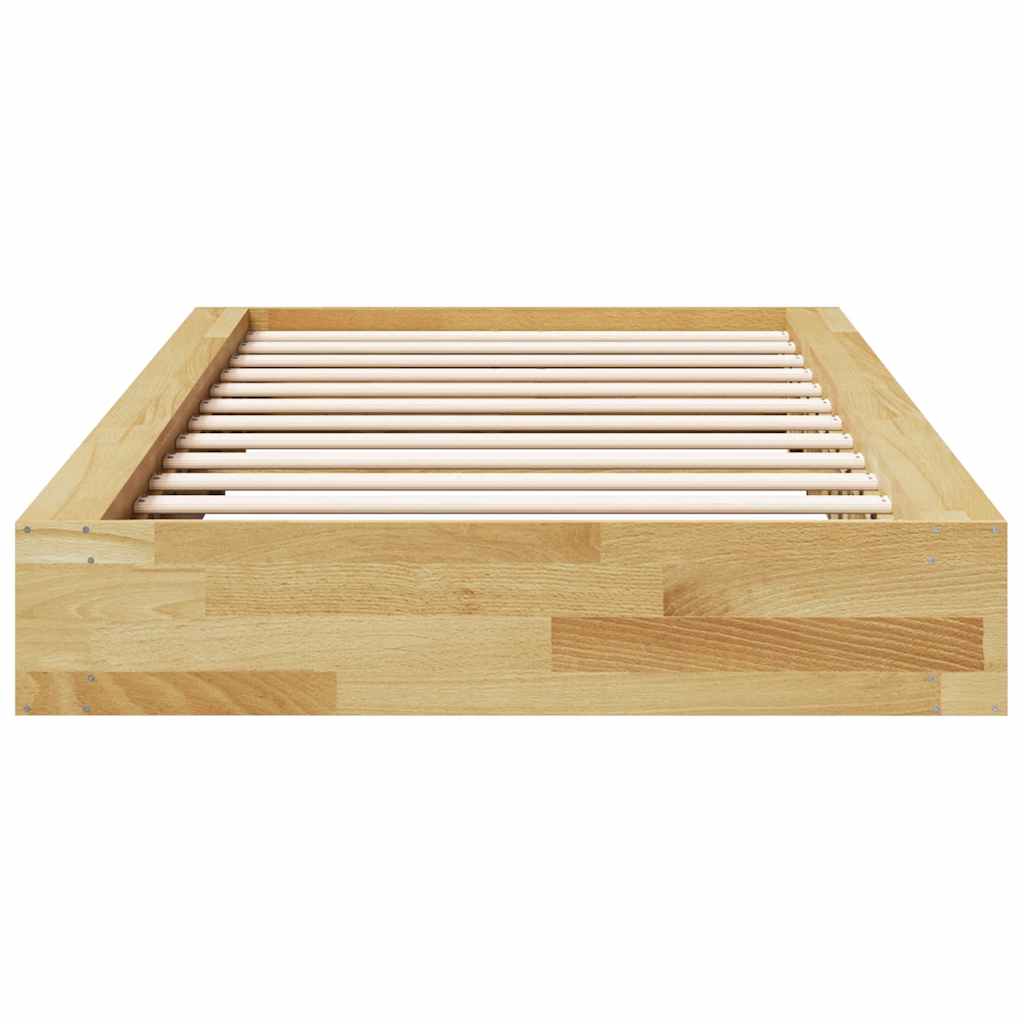 Solid Oak Bed Frame 90x200 cm - No Mattress, Natural Wood Finish