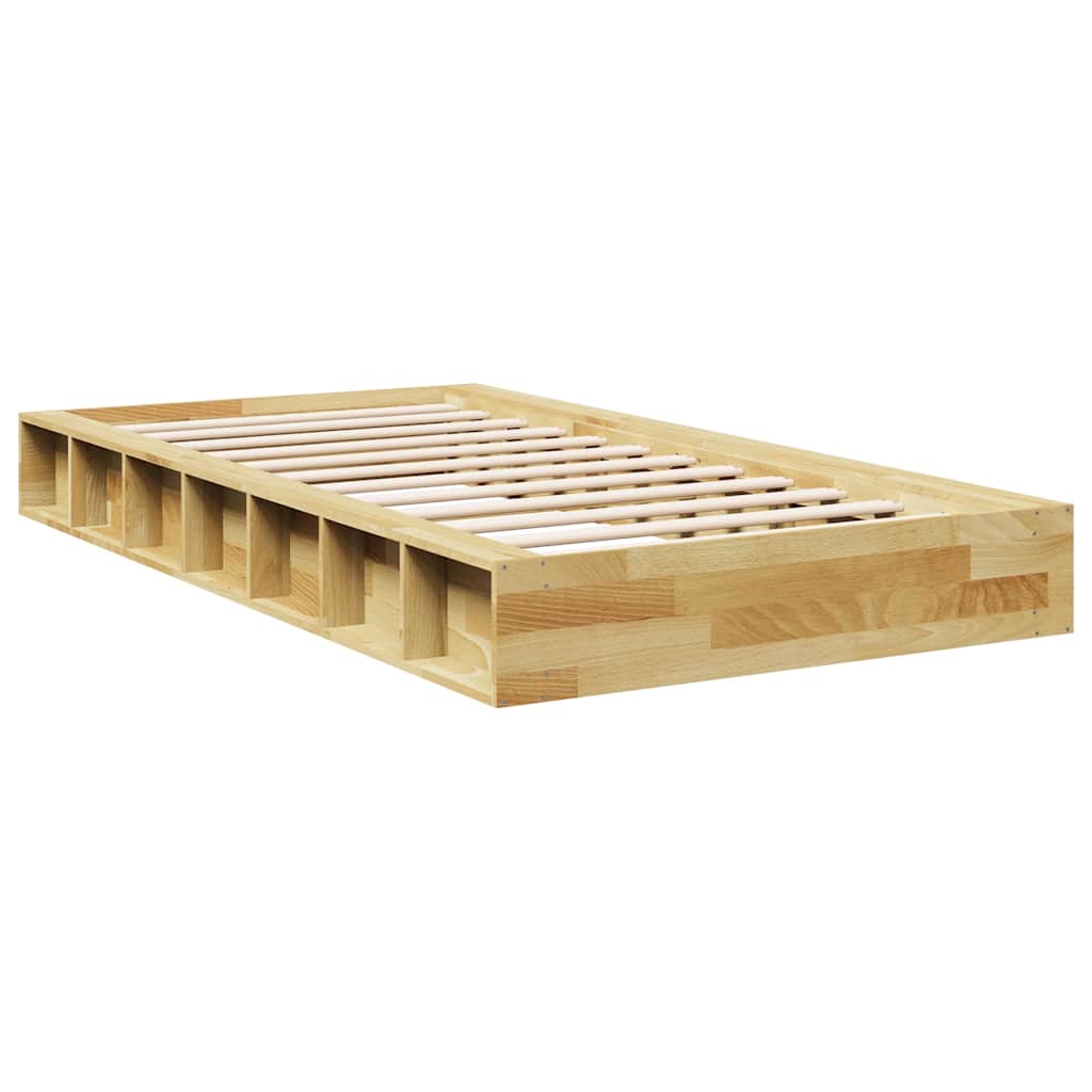 Solid Oak Bed Frame 90x200 cm - No Mattress, Natural Wood Finish