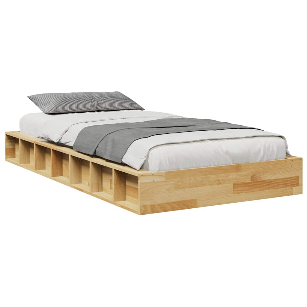 Solid Oak Bed Frame 100x200 cm - No Mattress Included