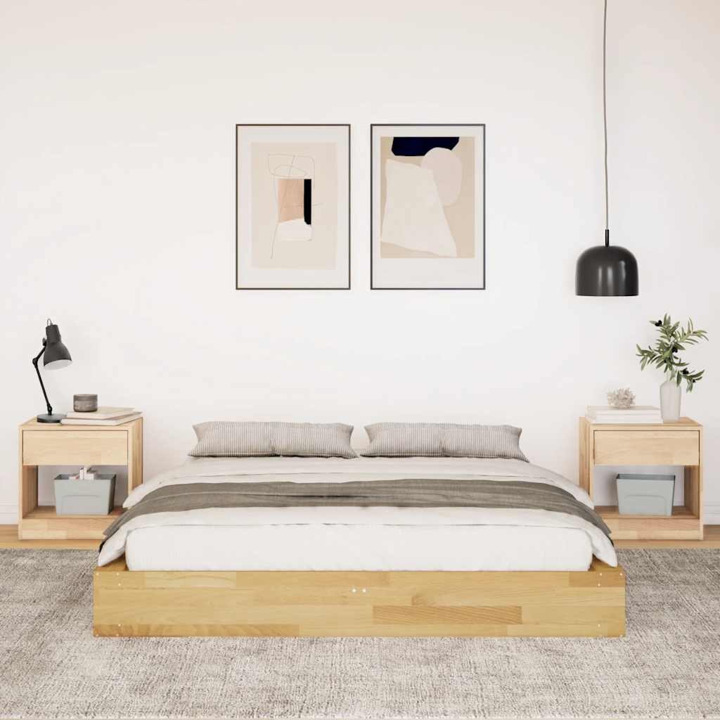 Solid Oak Wood Bed Frame 140x200 cm - Mattress Not Included