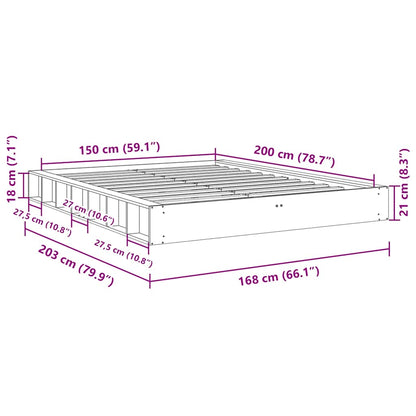 Bed Frame without Mattress 150x200 cm Solid Wood Oak