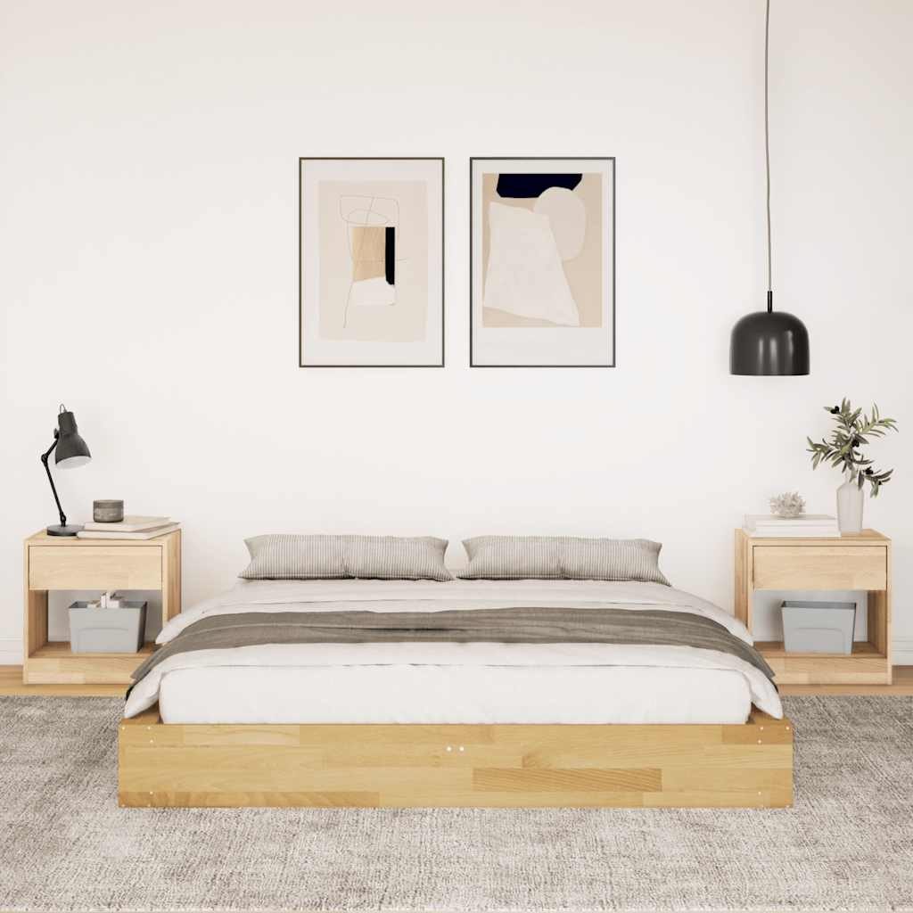 Solid Oak Wood Bed Frame 160x200 cm - No Mattress Included