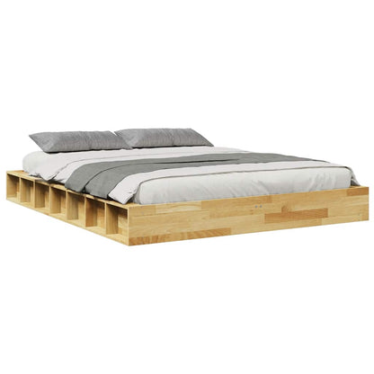 Solid Oak Wood Bed Frame 160x200 cm - No Mattress Included
