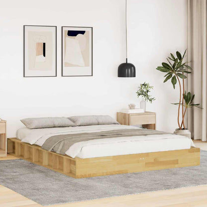 Solid Oak Wood Bed Frame 160x200 cm - No Mattress Included