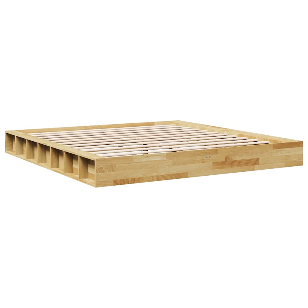 Solid Oak Bed Frame 200x200 cm - Elegant Wooden Finish
