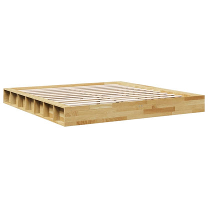 Solid Oak Bed Frame 200x200 cm - Elegant Wooden Finish