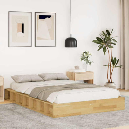 Solid Oak Bed Frame 120x190 cm - No Mattress Included