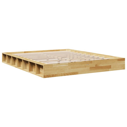 Solid Oak Wood Bed Frame 135x190 cm - No Mattress Included