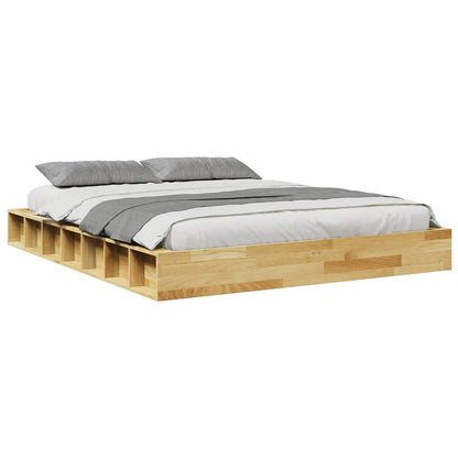 Solid Oak Wooden Bed Frame 140x190 cm - No Mattress Included