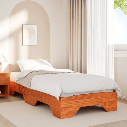 Bed Frame No Mattress Stackable Wax Brown 80x200 cm Solid Wood