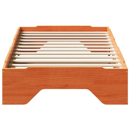 Bed Frame No Mattress Stackable Wax Brown 80x200 cm Solid Wood