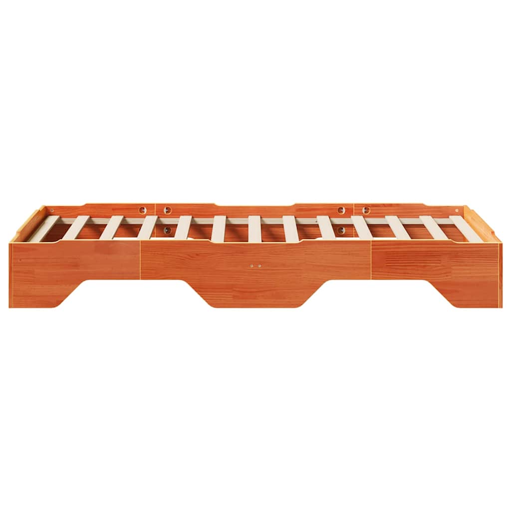 Bed Frame No Mattress Stackable Wax Brown 80x200 cm Solid Wood