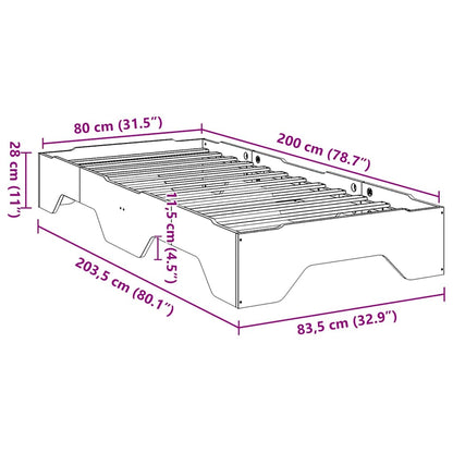 Bed Frame No Mattress Stackable Wax Brown 80x200 cm Solid Wood