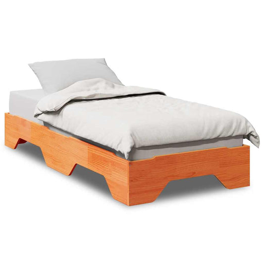 Bed Frame No Mattress Stackable Wax Brown 80x200 cm Solid Wood