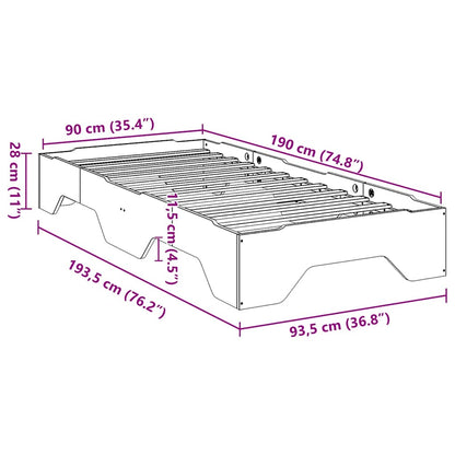 Bed Frame No Mattress Stackable White 90x190 cm Single Solid Wood