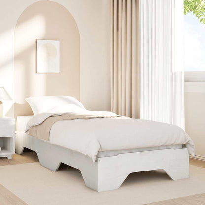 Bed Frame No Mattress Stackable White 75x190 cm Small Single Solid Wood