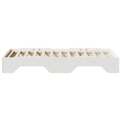 Bed Frame No Mattress Stackable White 75x190 cm Small Single Solid Wood